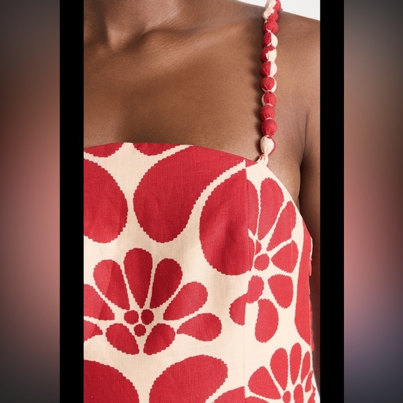 FARM Rio Red and Cream Floral Midi Dress - Picture 3 of 10